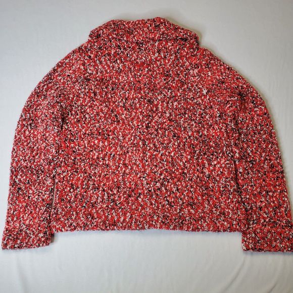 EVAN PICONE Mouline Sweater Knit Cardigan Chunky Collar Red Button Up Womens MED - Picture 2 of 12